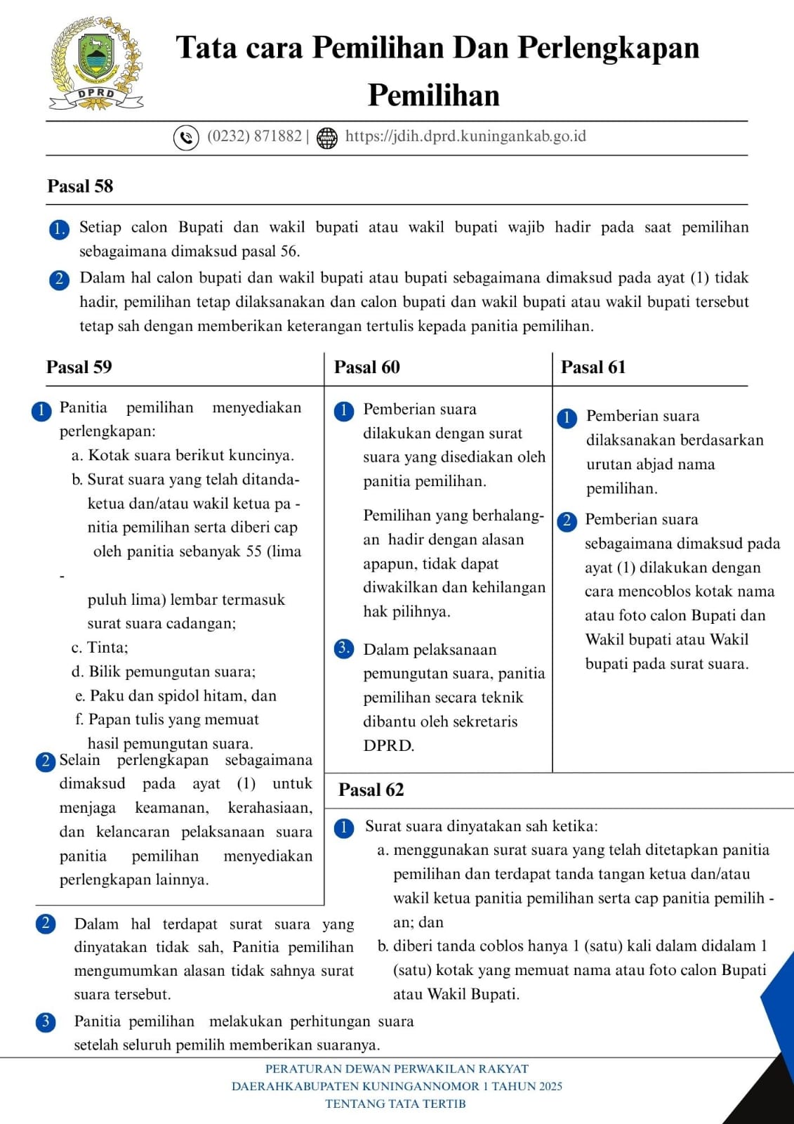 Tata Cara Pemilihan dan Perlengkapan Pemilihan